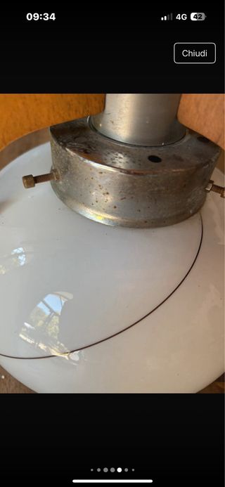 Lampadario vintage vetro e legno