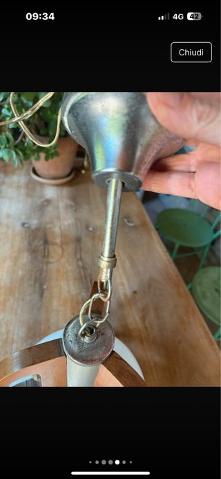 Lampadario vintage vetro e legno