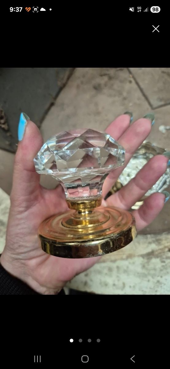 Set di maniglie in cristallo dorato vintage