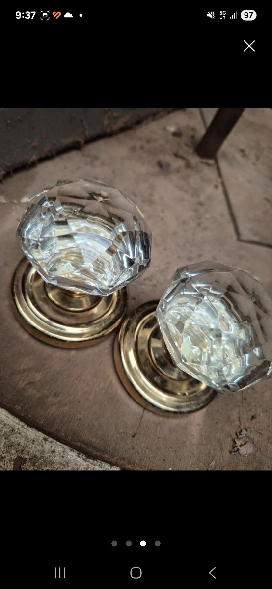 Set di maniglie in cristallo dorato vintage