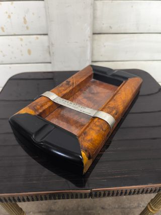 Cenicero Vintage Italiano. Madera y  Plata