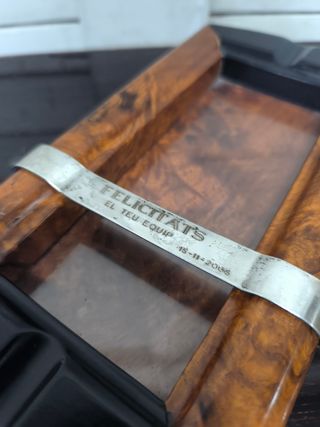 Cenicero Vintage Italiano. Madera y  Plata