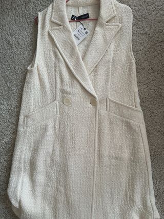 Chaleco Vestido Zara Beige Talla M