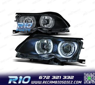 FAROS BMW E46 4 PUERTAS 01-05 OJOS ANGEL CCFL FONDO NEGRO