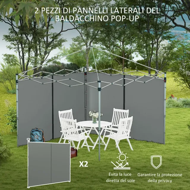 Set 2 Pareti Gazebo 3x3 e 3x6 m in Tessuto Oxford