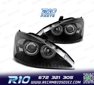 FAROS OJOS ANGEL PARA FORD FOCUS 01-04 FONDO NEGRO