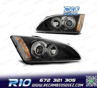 FAROS OJOS ANGEL PARA FORD FOCUS II 04-08 FONDO NEGRO