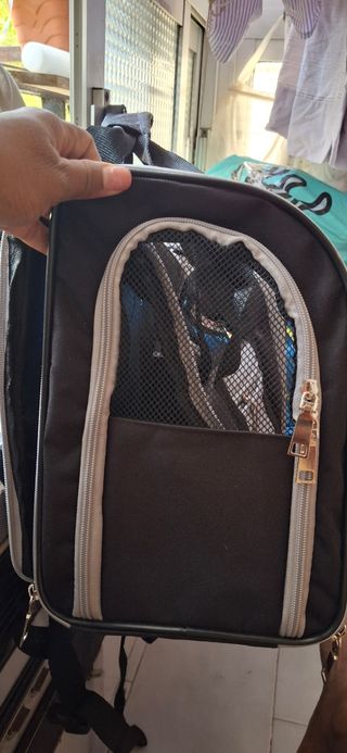 Mochila Transportín Perro/Gato Negro y Gris