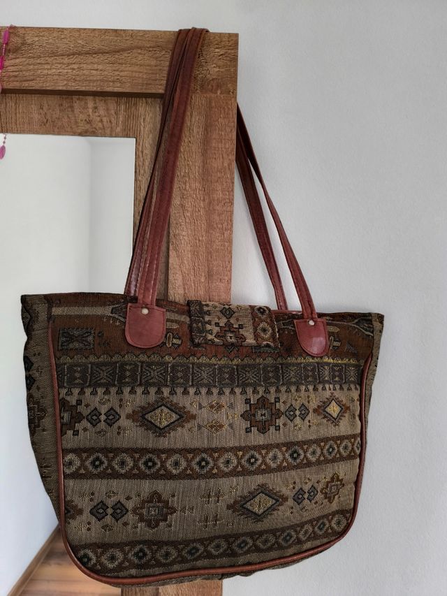 Bolso Vintage Tejido con Cuero