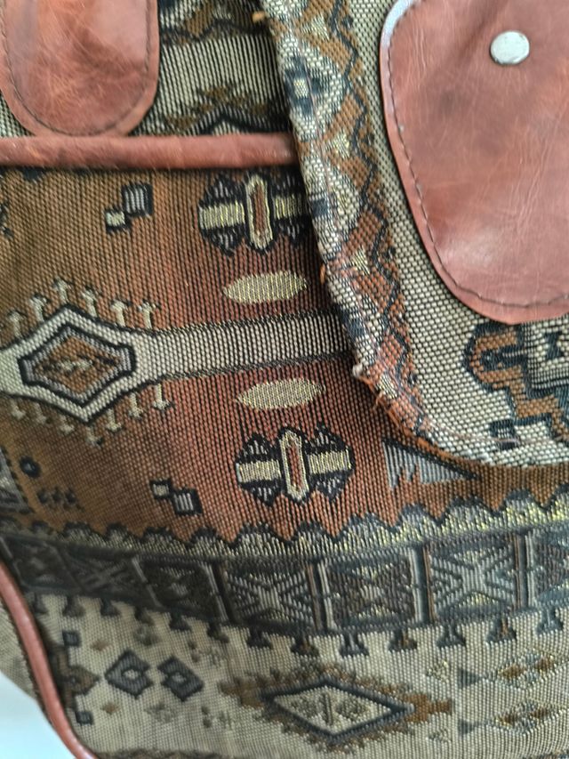 Bolso Vintage Tejido con Cuero