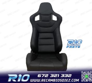 ASIENTO DEPORTIVO SEMI BAQUET ESTILO RS CUERO NEGRO