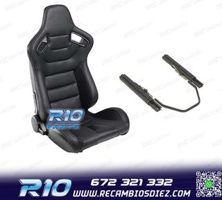 ASIENTO DEPORTIVO SEMI BAQUET ESTILO RS CUERO NEGRO Y CORRED