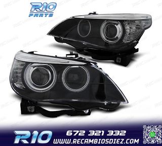 FAROS XENON BMW E60 E61 03-04 OJOS ANGEL CCFL D2S FONDO NEGR