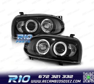 FAROS PARA VOLKSWAGEN VW GOLF MK3 91-97 OJOS ANGEL FONDO NEG