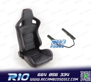 ASIENTO DEPORTIVO SEMI BAQUET ESTILO RS CARBONO NEGRO Y CORR