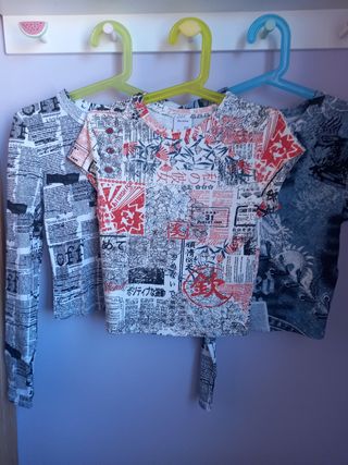 3 Camisetas Bershka Estampadas Talla XS