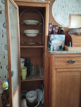Alacena Vintage Madera, Mármol y Cristal