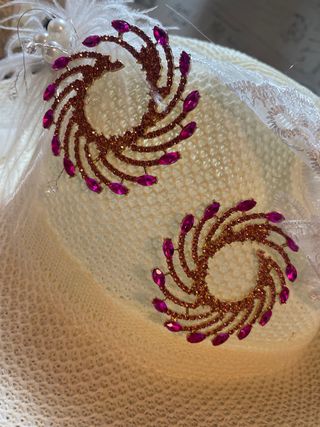 Pendientes Gitanos Piedras Fucsia Bodas