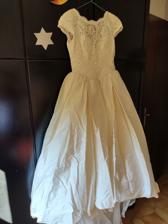 Vestido de Novia Blanco Encaje y seda