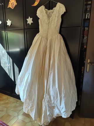 Vestido de Novia Blanco Encaje y seda
