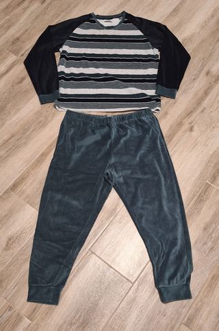 Pijama hombre rayas y pantalón terciopelo XXL