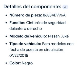 Cinturón Seguridad Delantero Derecho Nissan Juke