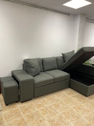 SOFA CAMA NUEVO CHAISE LONGUE + 2 PUFF 3 PLAZAS