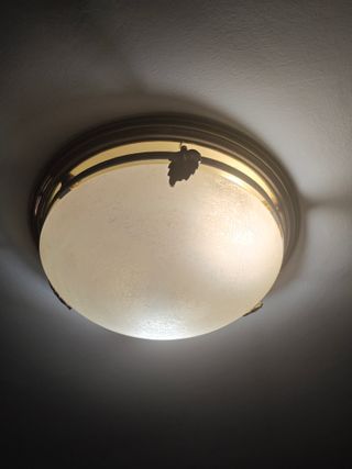 Lámpara de techo dorada y blanca