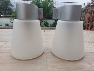 Lampadario Argento e Bianco Vetro Metallo