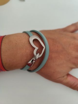Pulsera Corazón Plata y turquesa