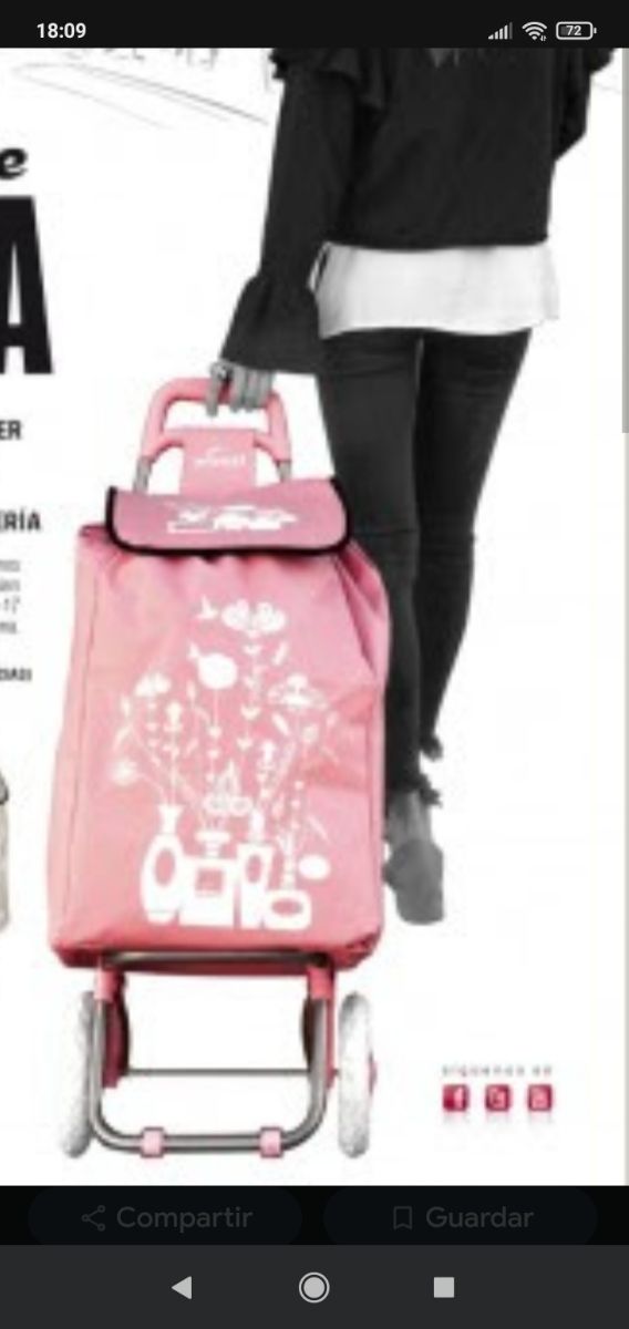 Carro de la compra rosa. Sin abrir.