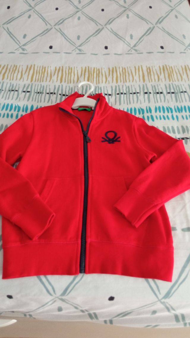 Sudadera Roja Benetton con Cremallera