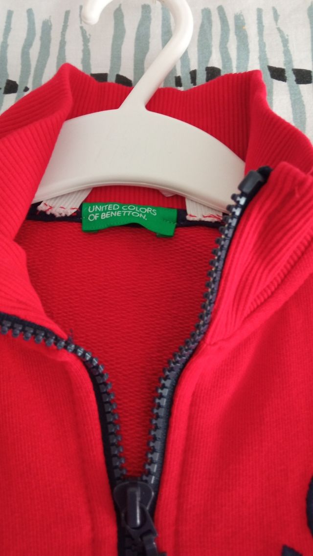 Sudadera Roja Benetton con Cremallera