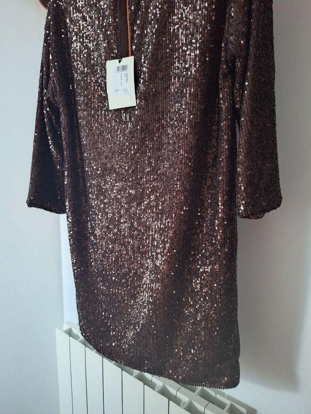 Vestido lentejuelas marrón nuevo