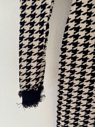Vestito pied de poule con bottoni oro