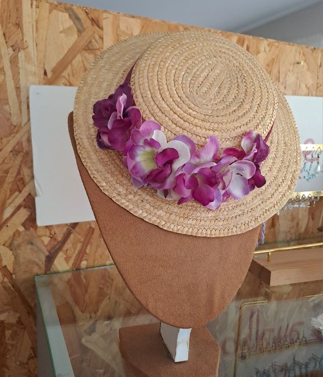 Tocado Sombrero Diadema Flores Moradas