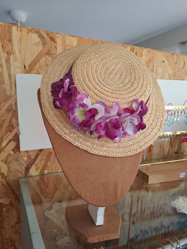 Tocado Sombrero Diadema Flores Moradas