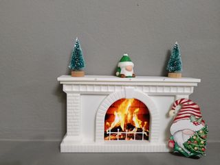 Mini chimenea 3D para móvil, decoración aleatoria.