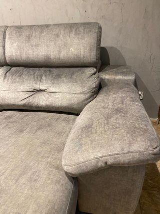 Sofá Chaise Longue Gris con Cabeceros Reclinables