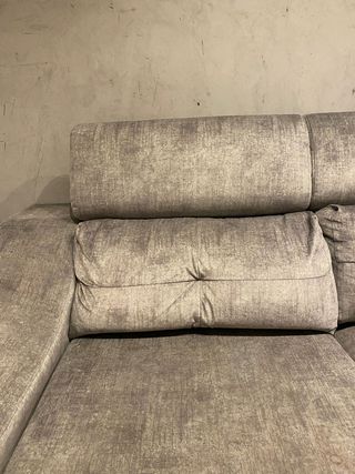 Sofá Chaise Longue Gris con Cabeceros Reclinables