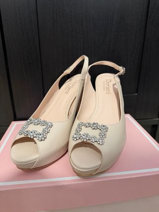 Zapatos Doriani Beige Fiesta/Boda Tacon Joya