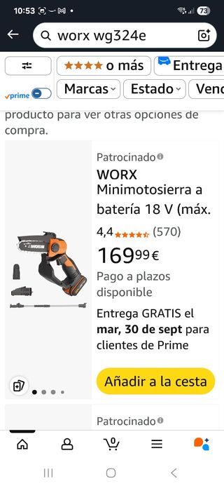 Mini motosierra Worx WG324E 20V