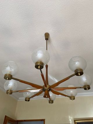 Lámpara colgante vintage madera y metal