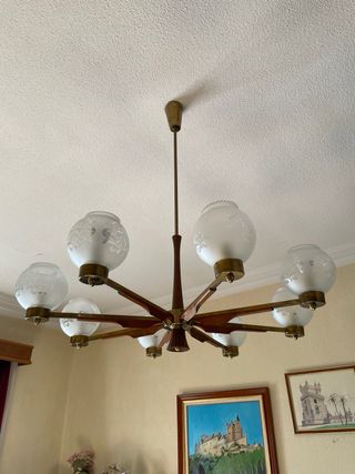 Lámpara colgante vintage madera y metal