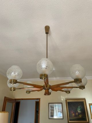 Lámpara colgante vintage madera y metal