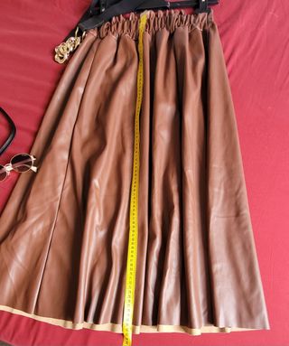 Gonna midi ecopelle New Look marrone