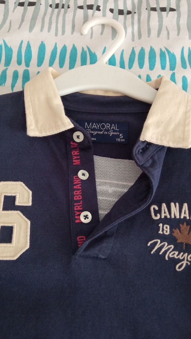 Polo Mayoral niño azul marino y burdeos