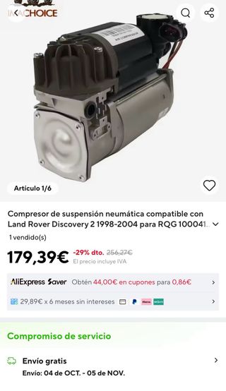 compresor neumático para land Rover discovery Td5