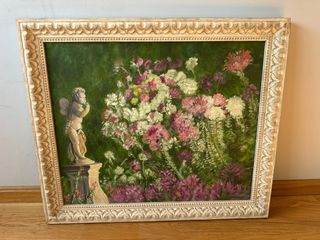 Cuadro floral con busto y marco decorativo