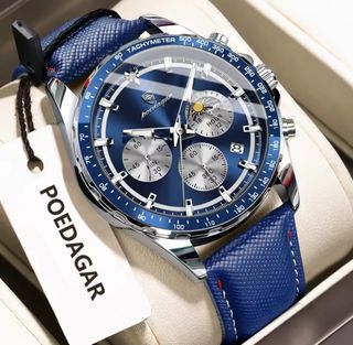Reloj POEDAGAR Hombre Azul y Plateado